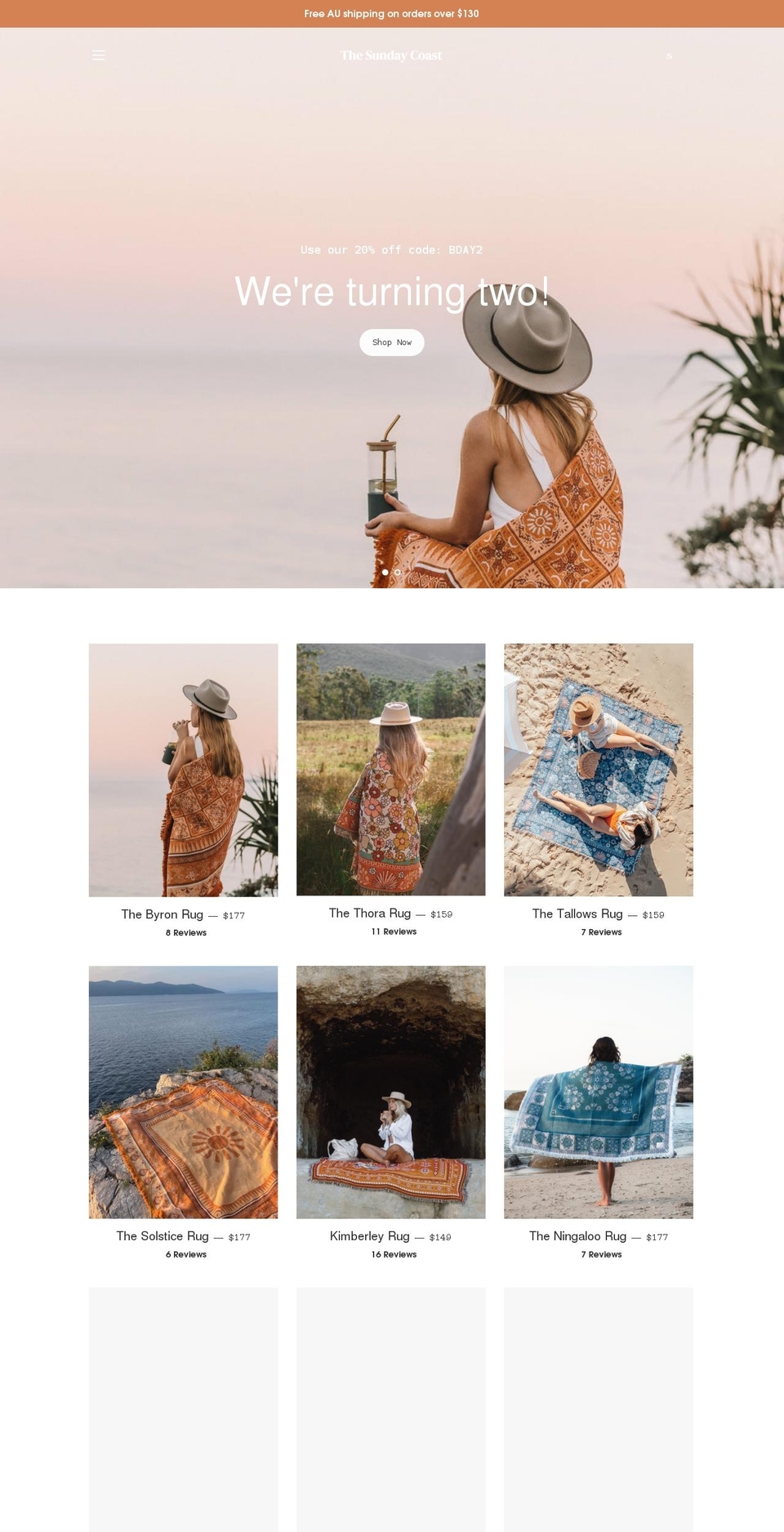 thesundaycoast.com shopify website screenshot