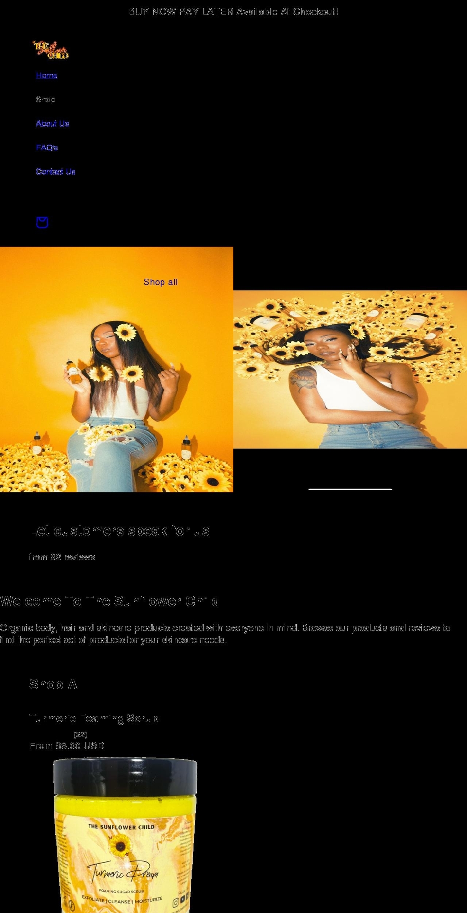 thesunflowerchild.com shopify website screenshot