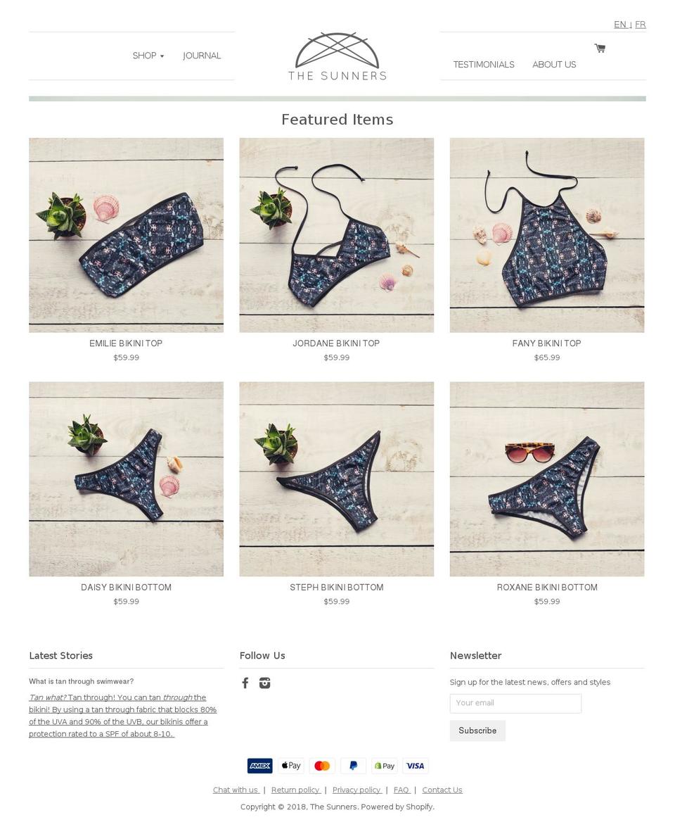 thesunners.com shopify website screenshot