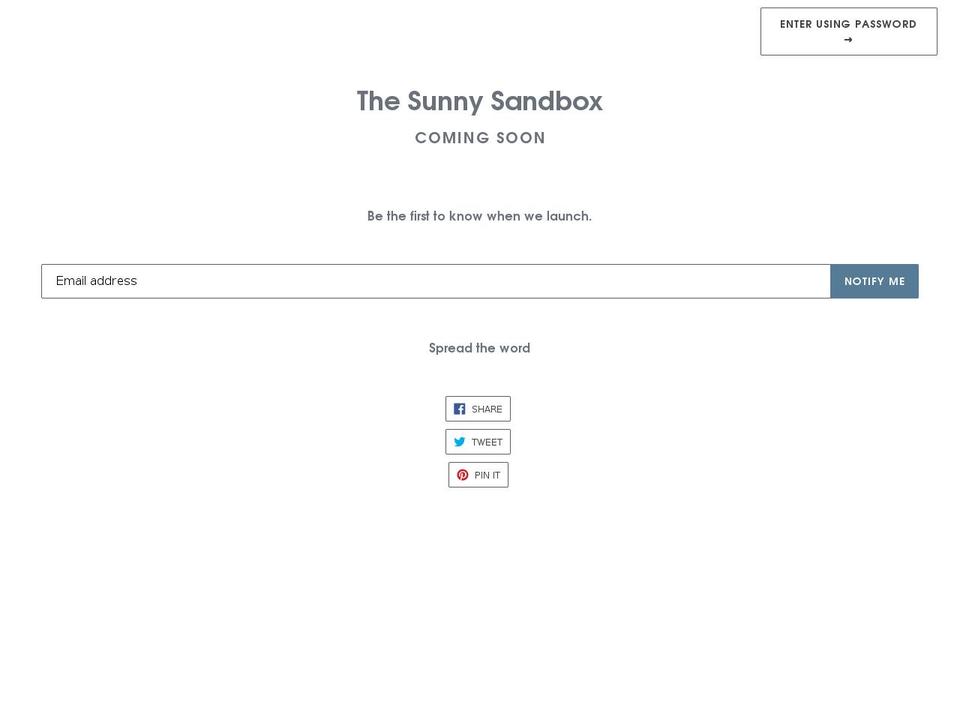 thesunnysandbox.com — Shopify storefront screenshot