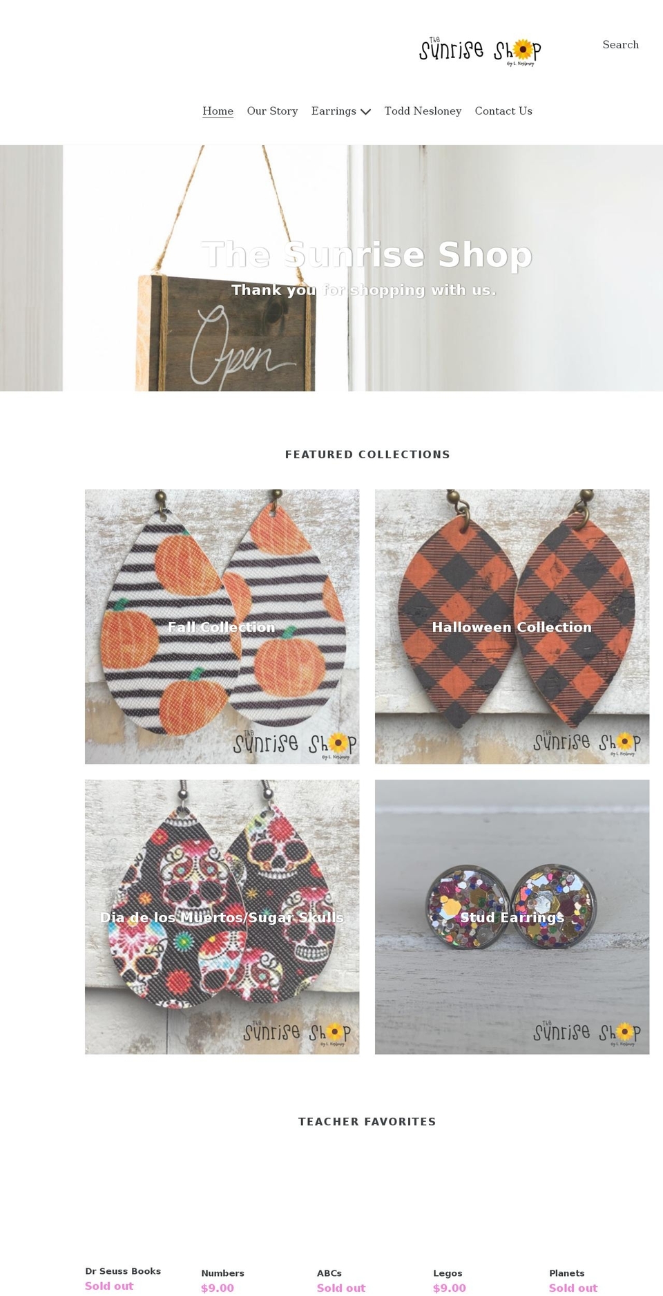 thesunriseshopnesloney.com shopify website screenshot