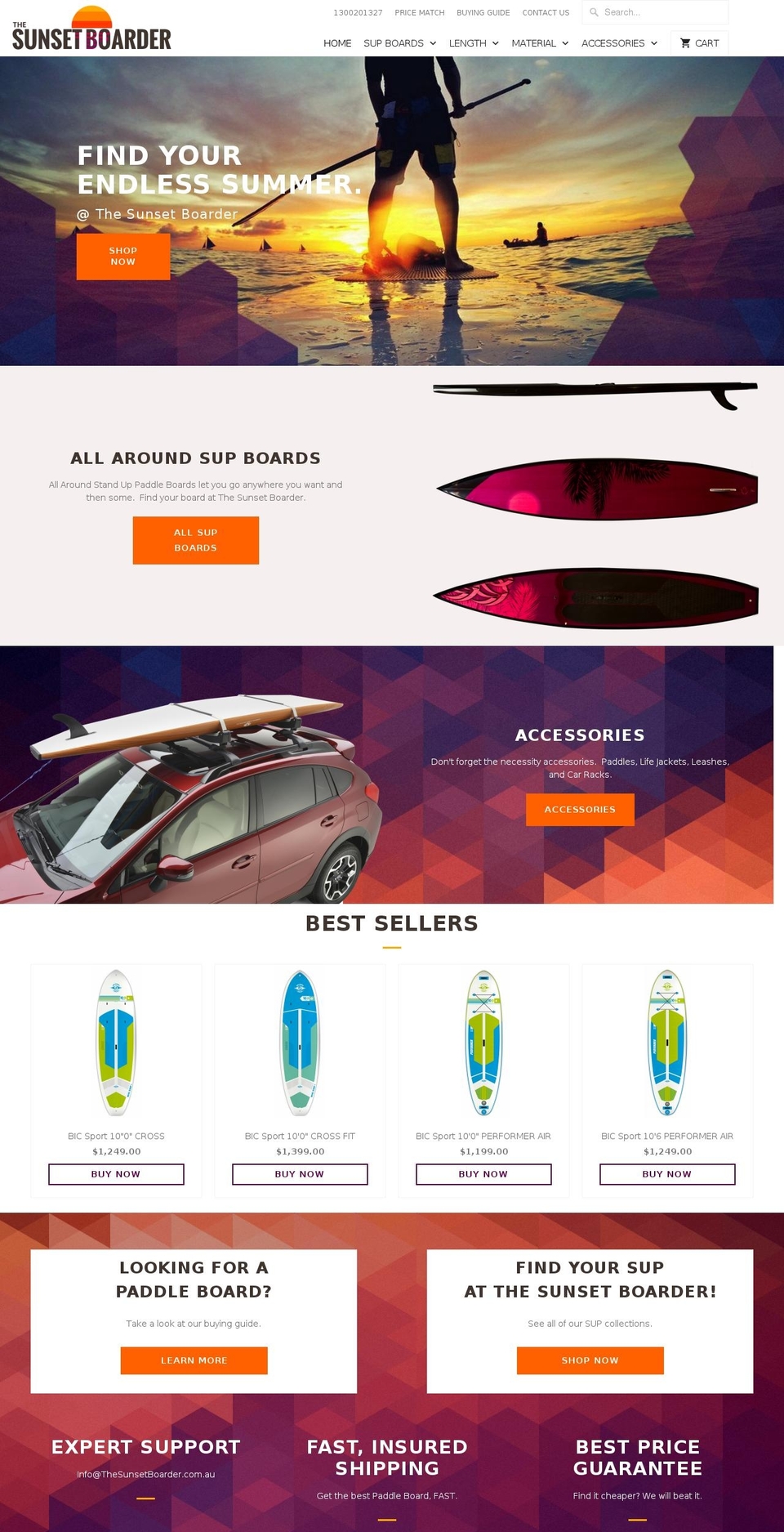 dsl Shopify theme site example thesunsetboarder.com.au