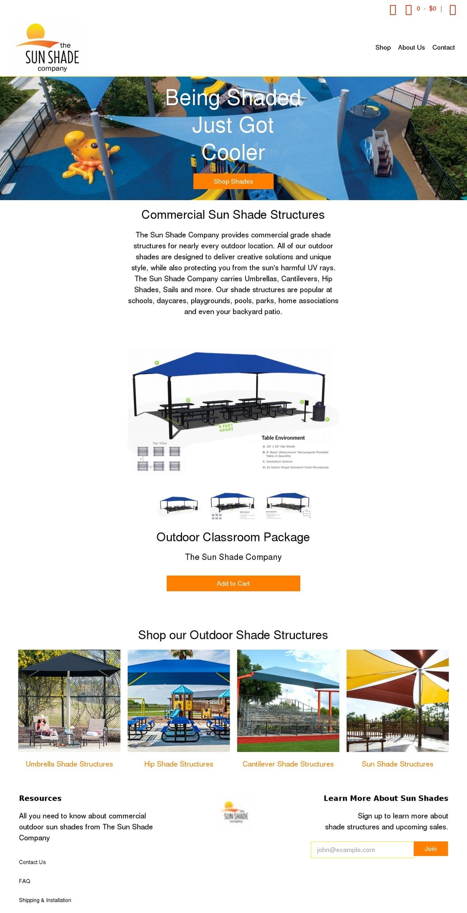 thesunshadecompany.com shopify website screenshot