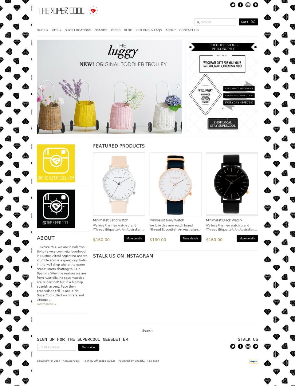 Loft Shopify theme site example thesupercool.com