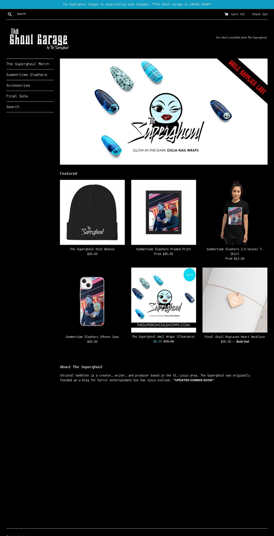 thesuperghoulshoppe.com shopify website screenshot