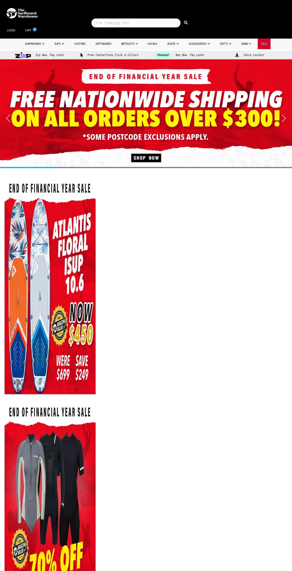 thesurfboardwarehouse.com.au shopify website screenshot