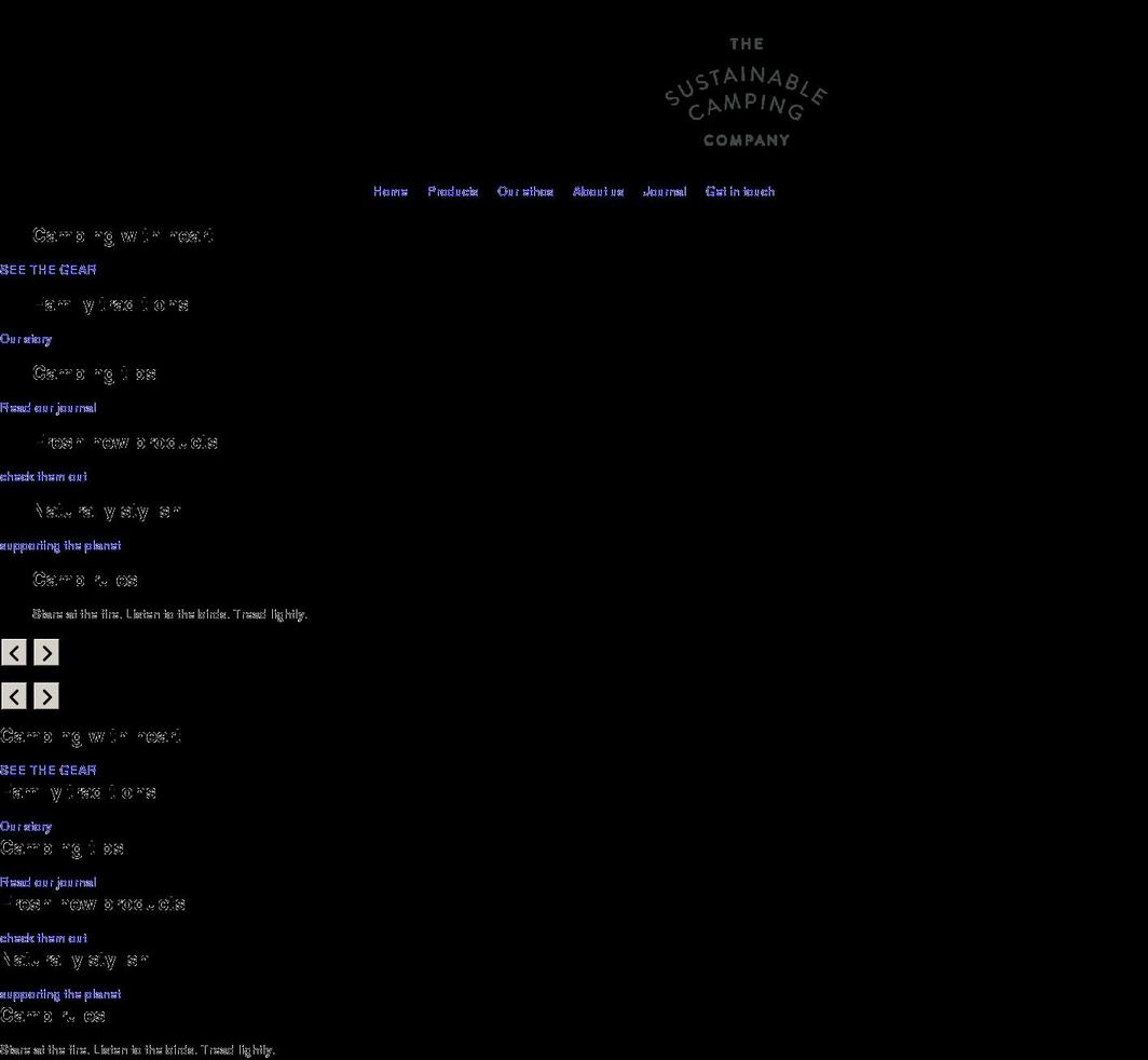 thesustainablecampingcompany.com shopify website screenshot