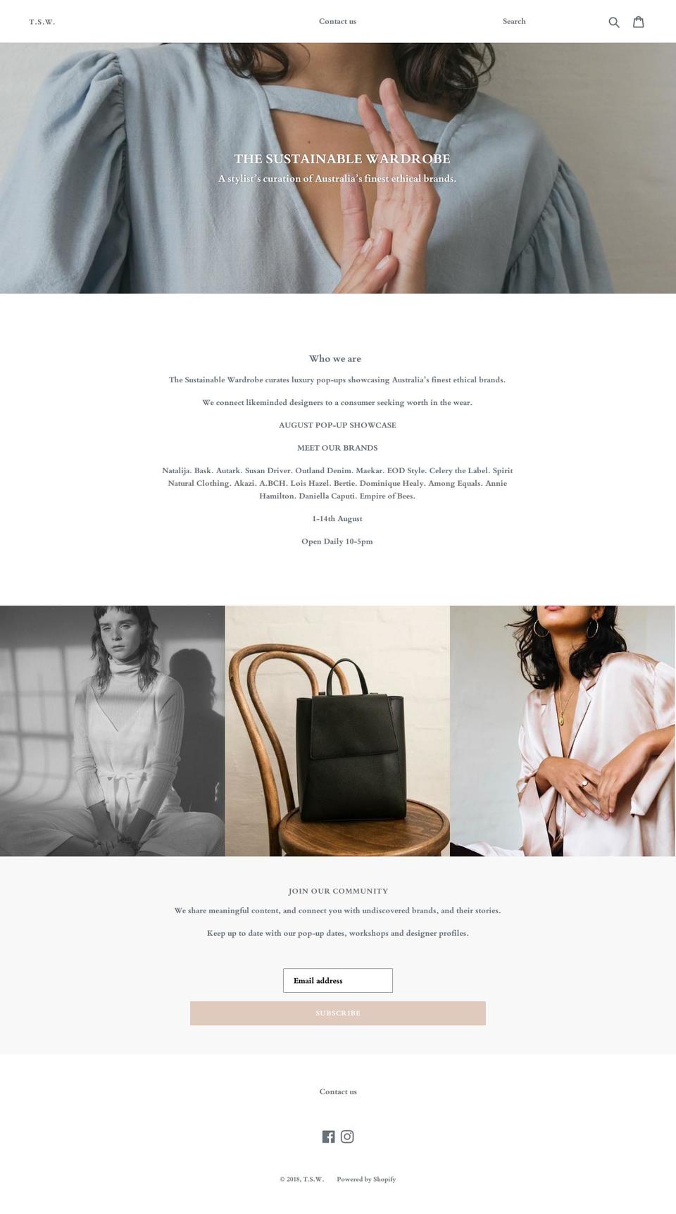 thesustainablewardrobe.com — Shopify storefront screenshot