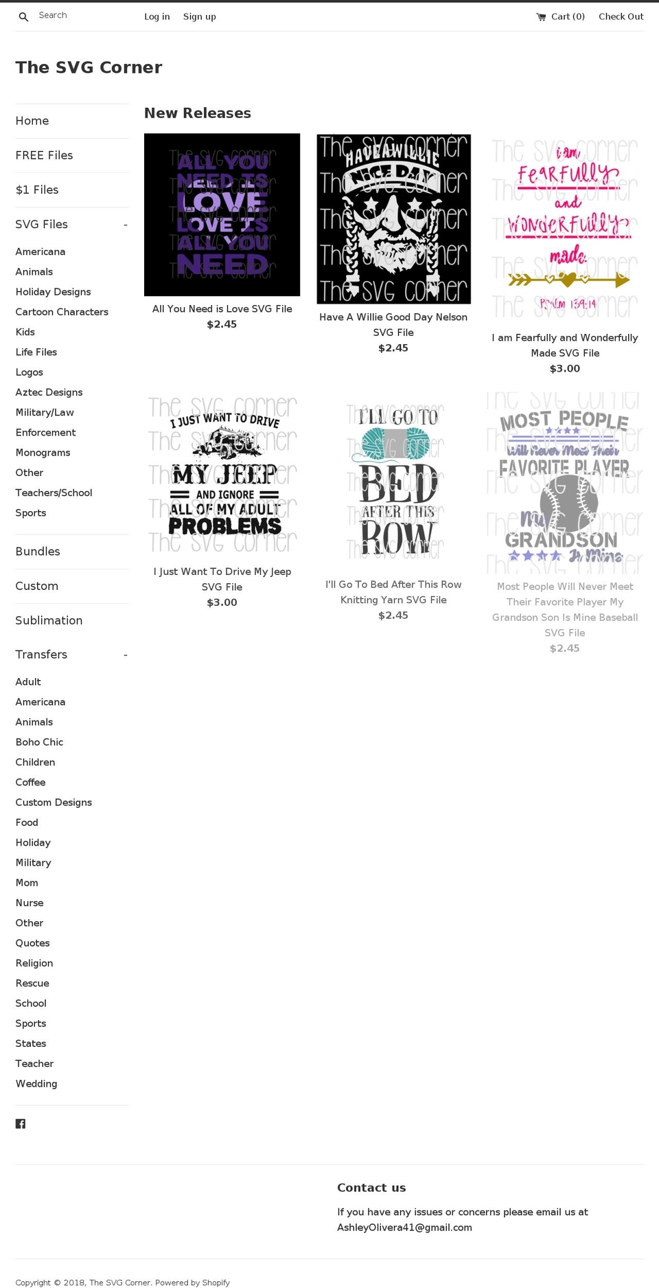 thesvgcorner.com shopify website screenshot
