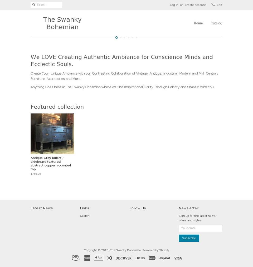 theswankybohemian.com — Shopify storefront screenshot