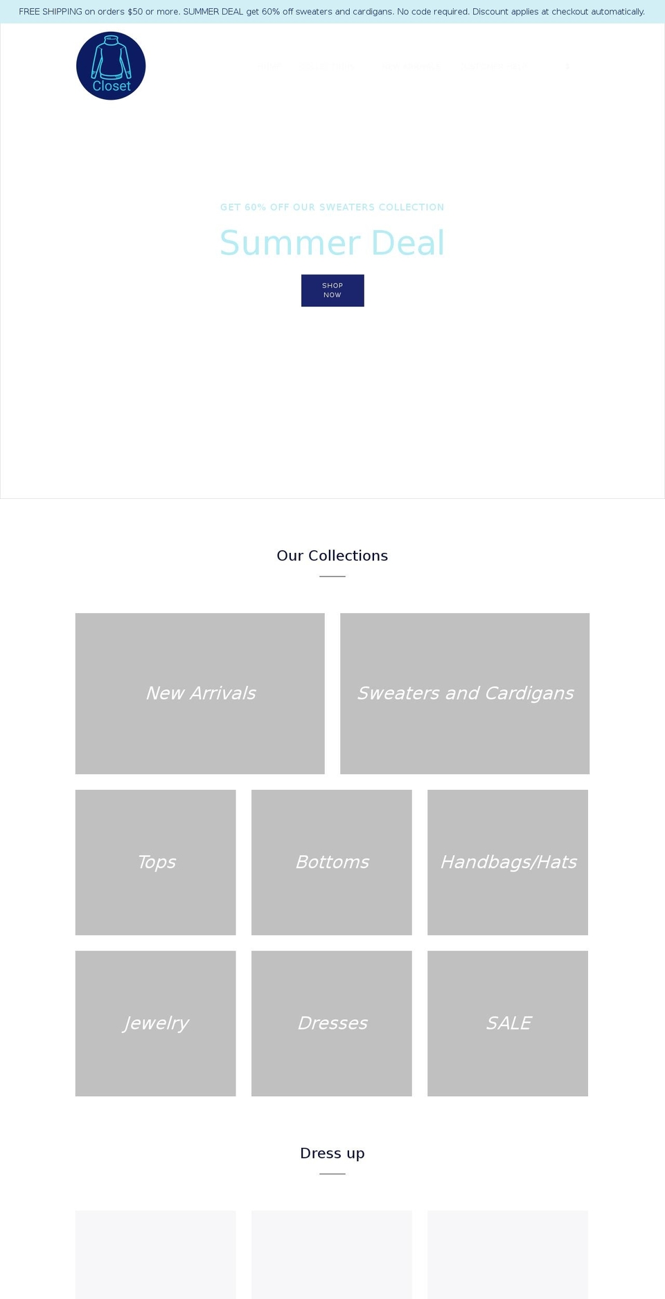 thesweatercloset.com shopify website screenshot
