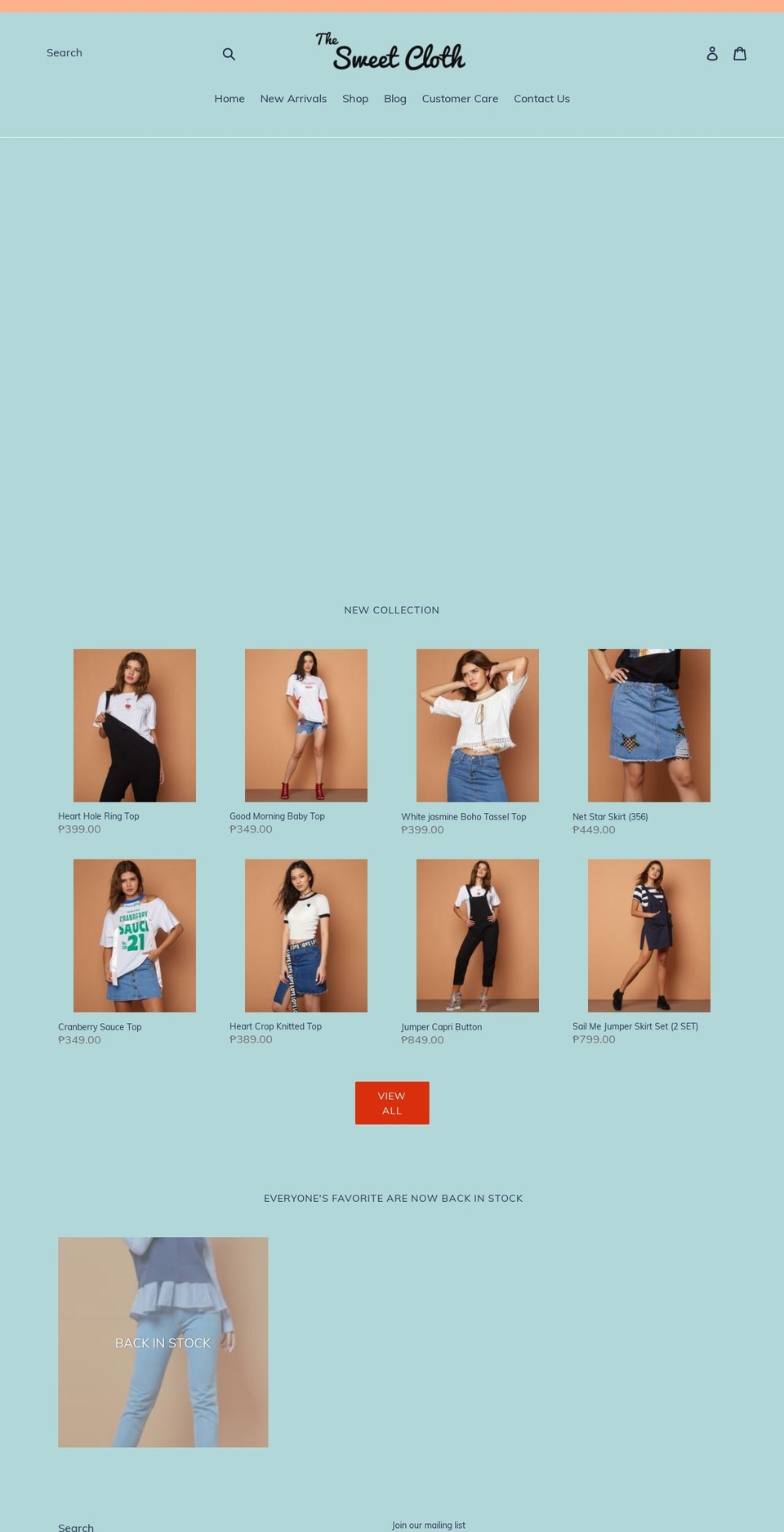 thesweetcloth.com shopify website screenshot