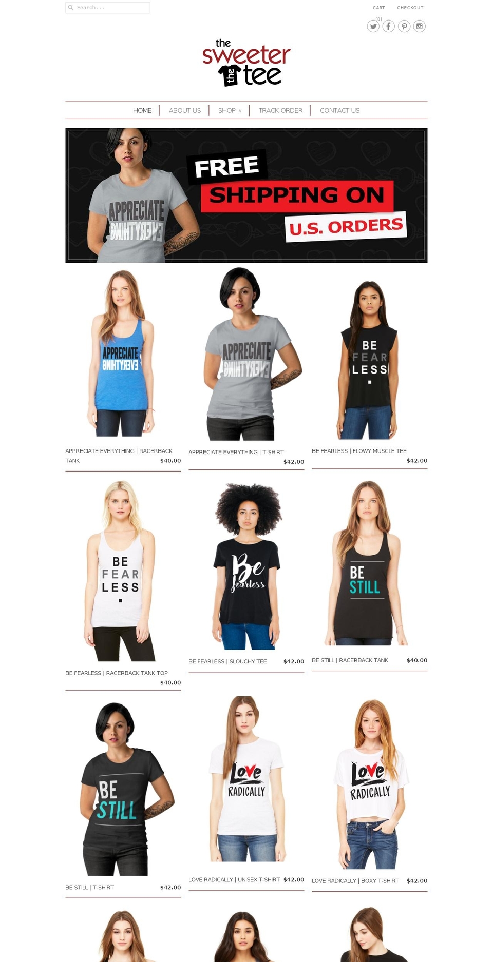 thesweeterthetee.com — Shopify storefront screenshot