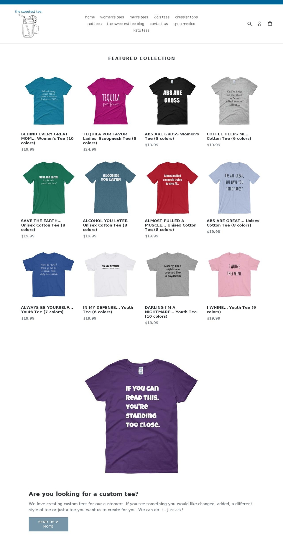 thesweetesttee.com shopify website screenshot