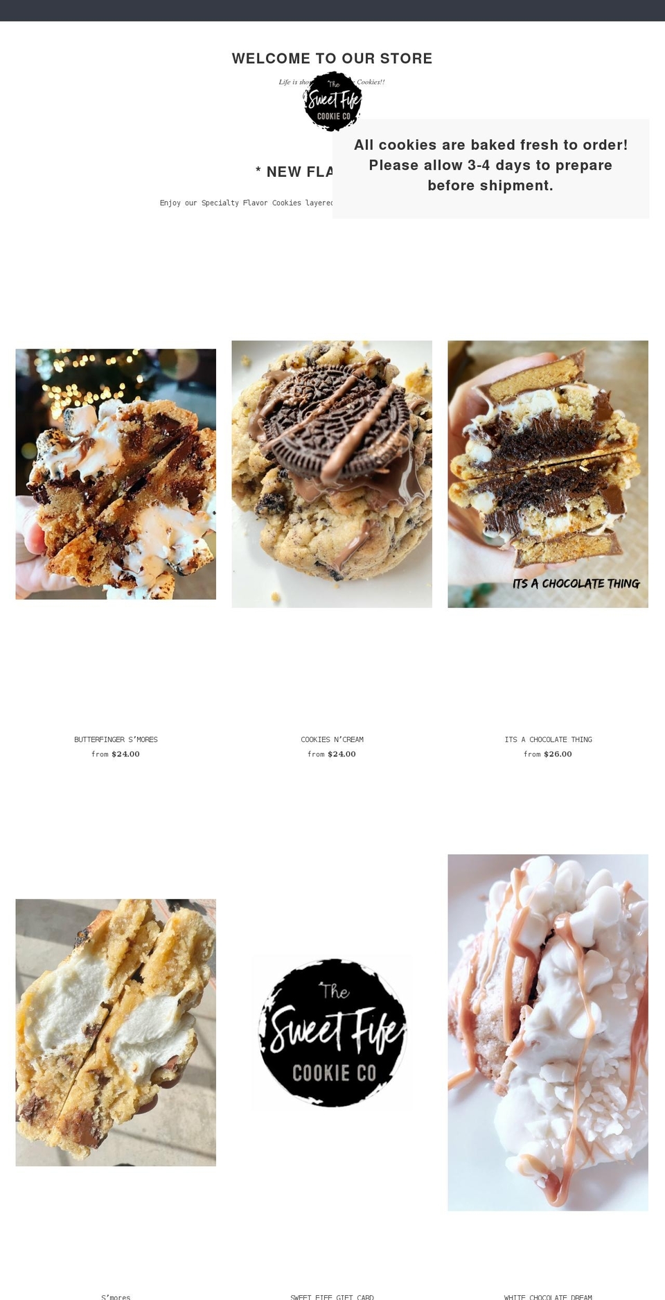 thesweetfifecookieco.com shopify website screenshot