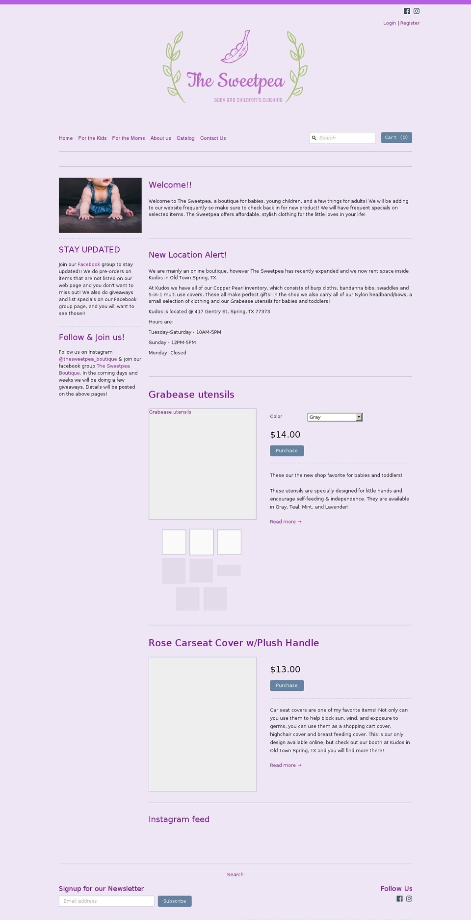 thesweetpeaboutique.com shopify website screenshot