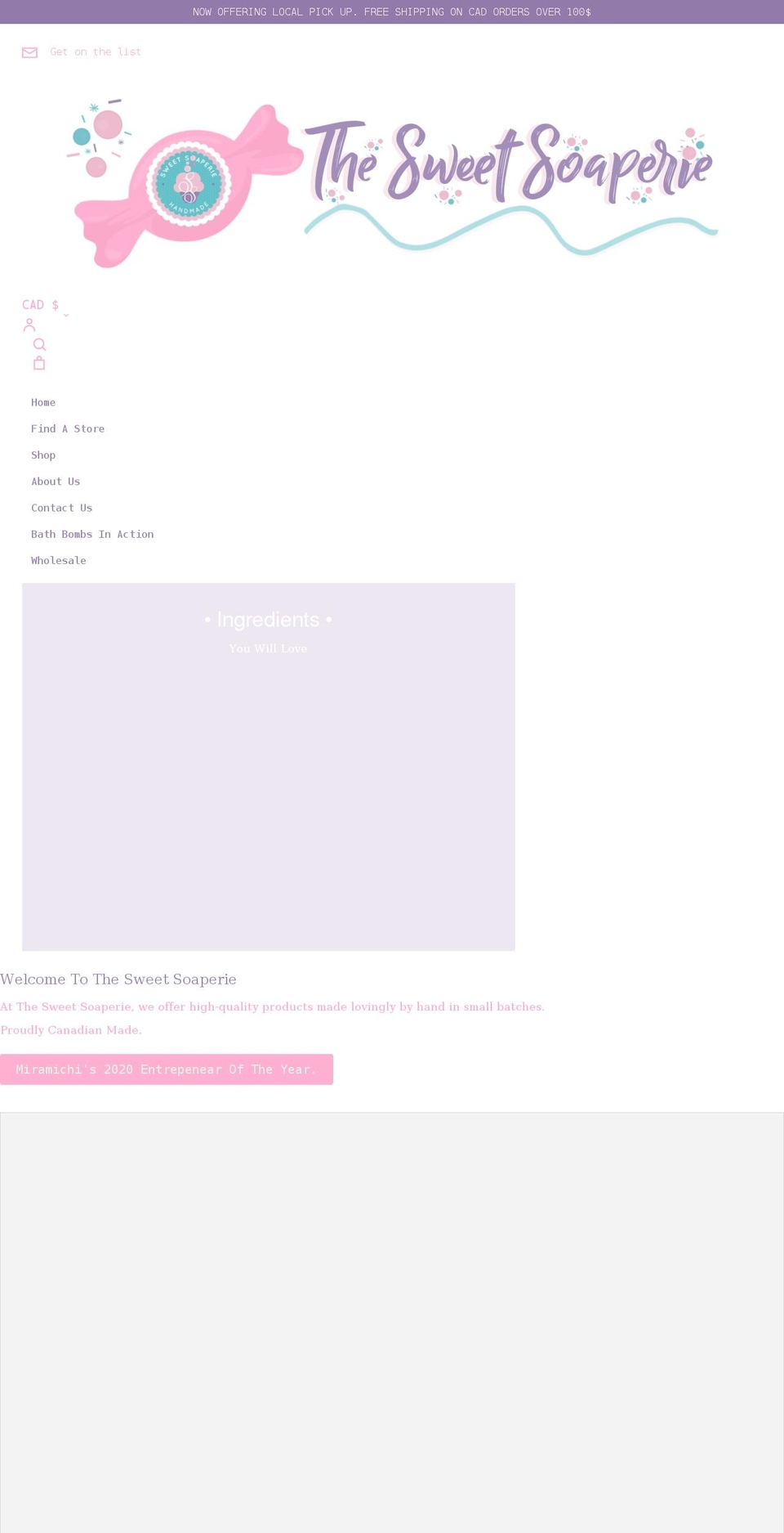thesweetsoaperie.com shopify website screenshot