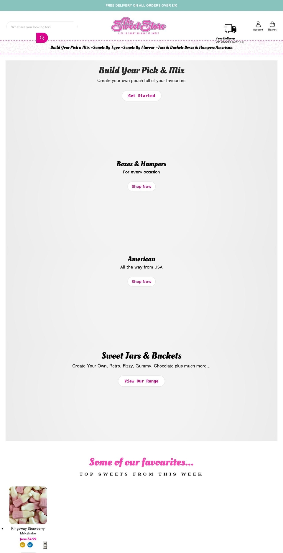 thesweetstore.co.uk shopify website screenshot