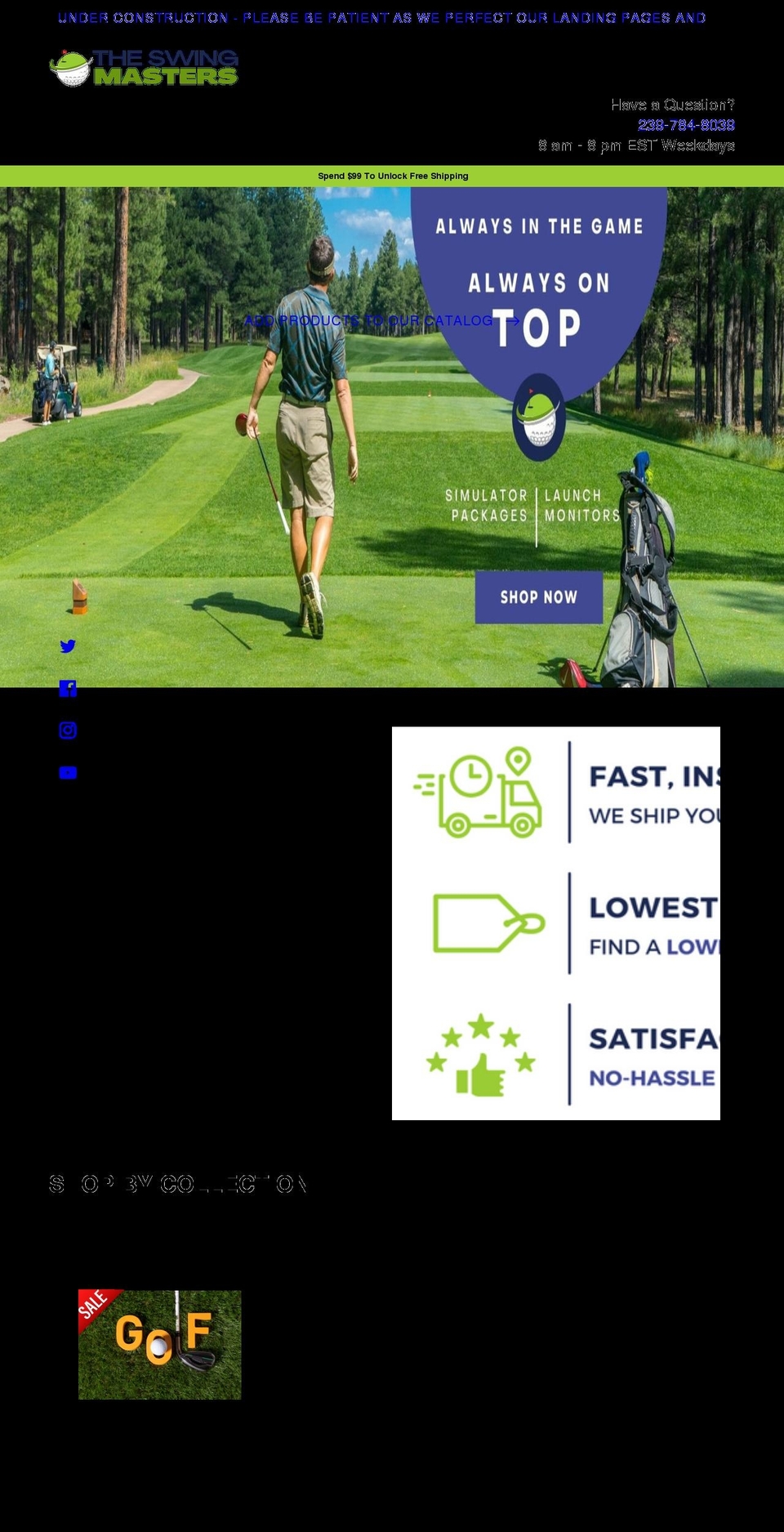 Charlotte dfy Shopify theme site example theswingmasters.com