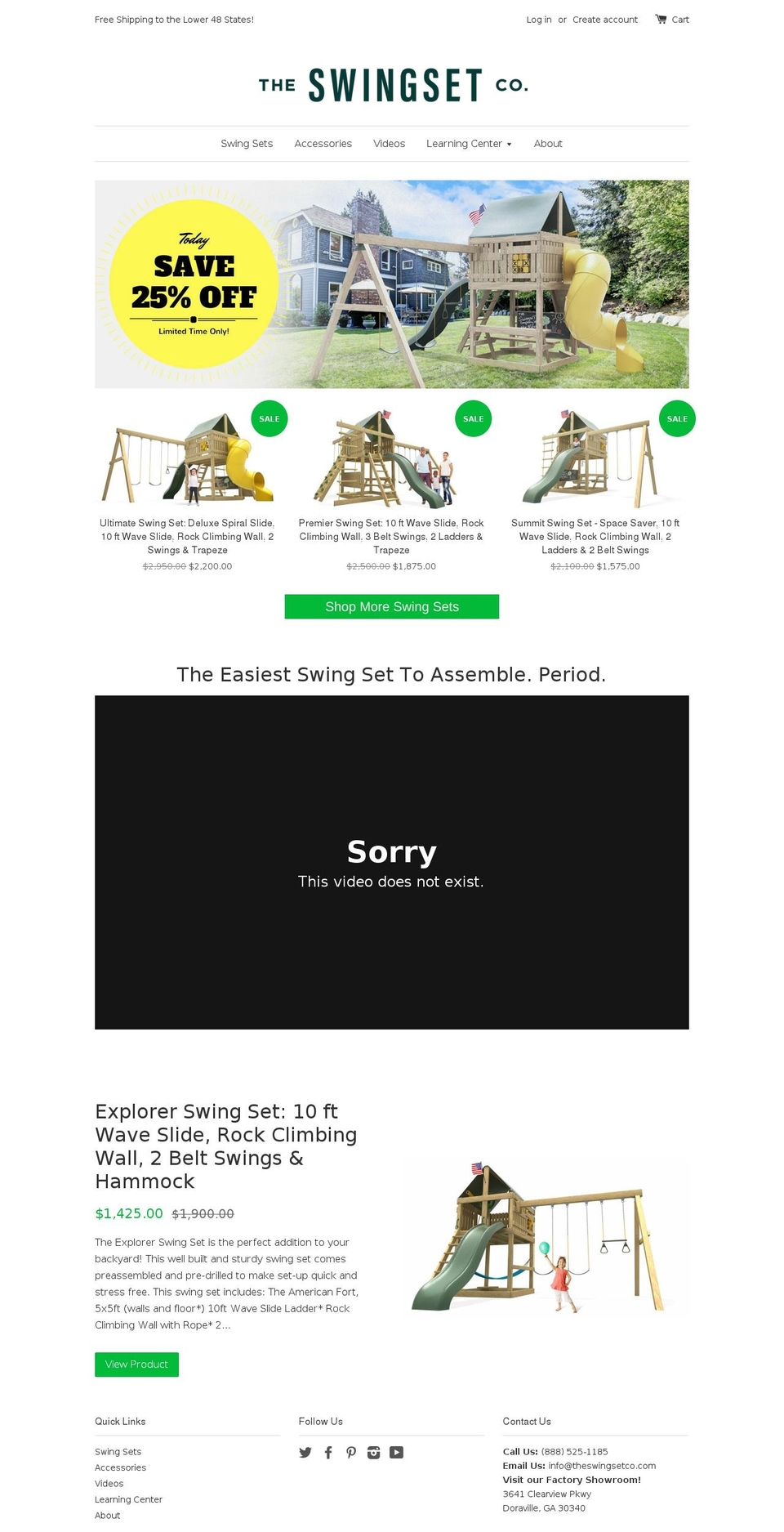 theswingsetco.com shopify website screenshot