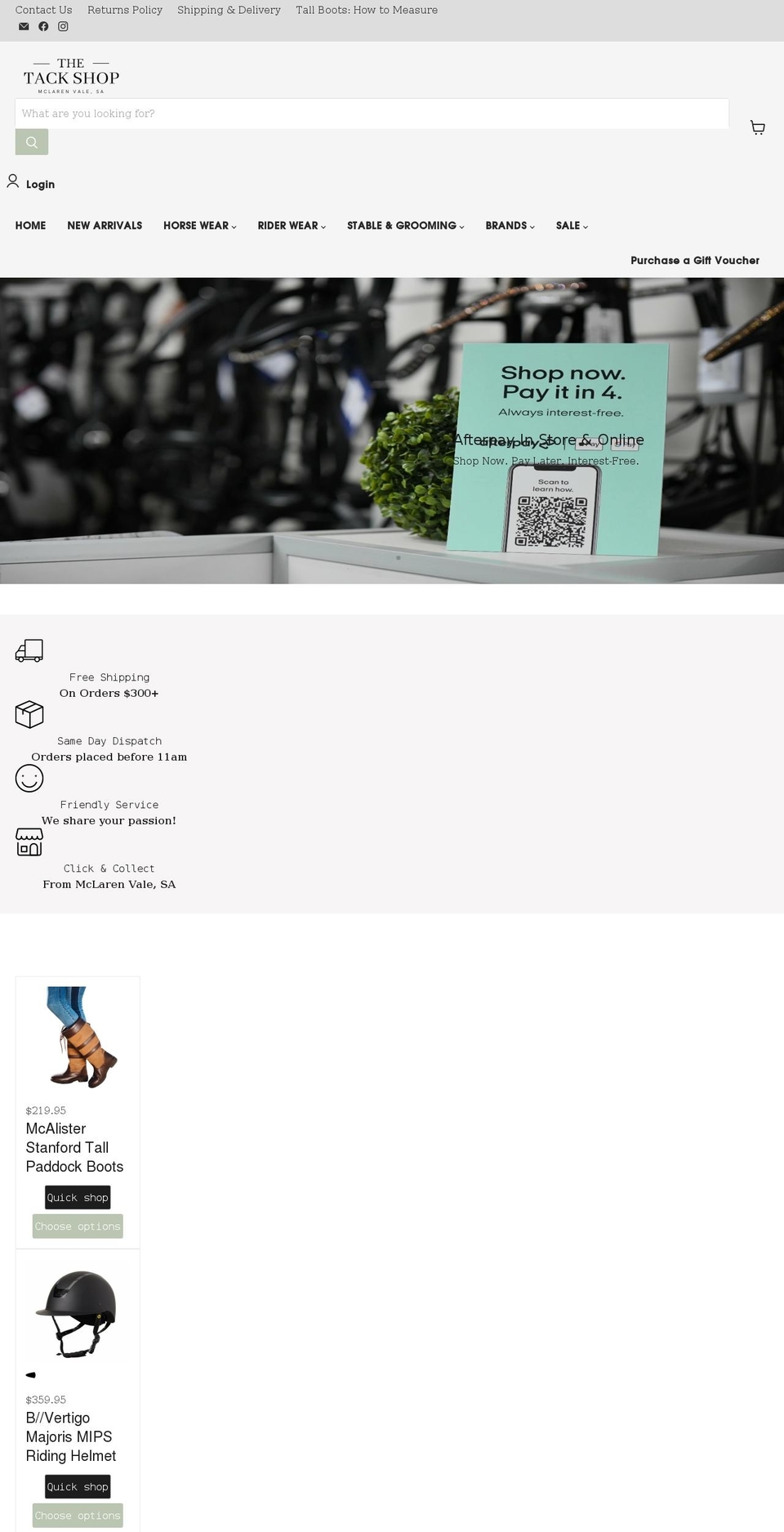 thetackshop.com.au shopify website screenshot