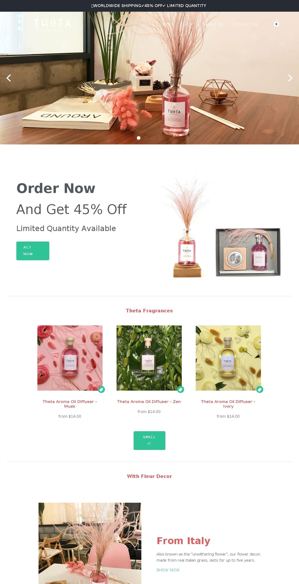 thetafragrances.com — Shopify storefront screenshot