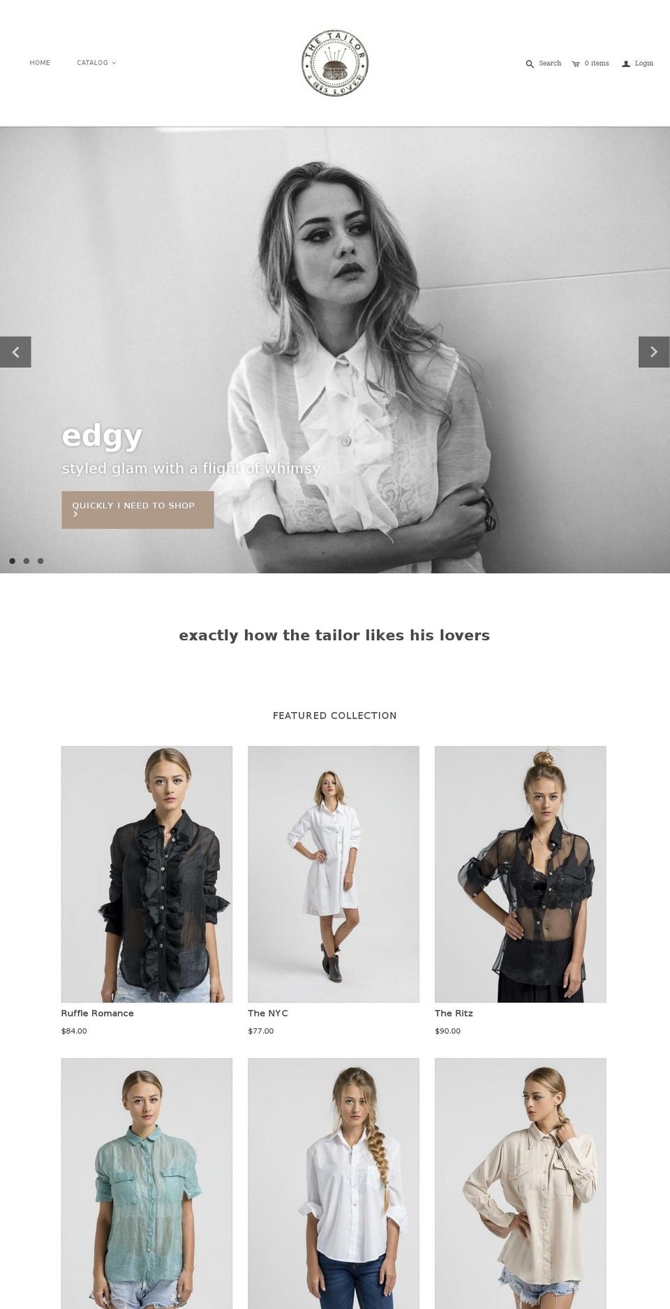 thetailorandhislover.com — Shopify storefront screenshot