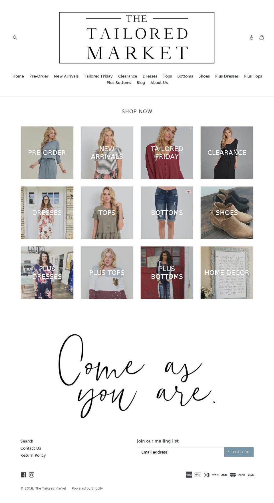 thetailoredmarket.com — Shopify storefront screenshot