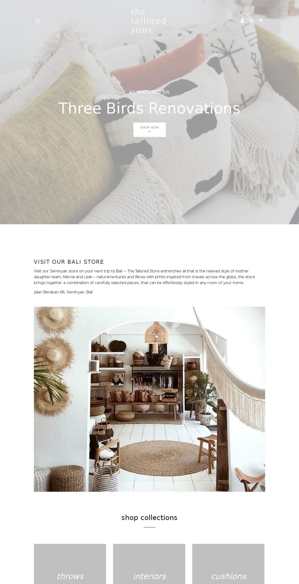 thetailoredstore.com — Shopify storefront screenshot