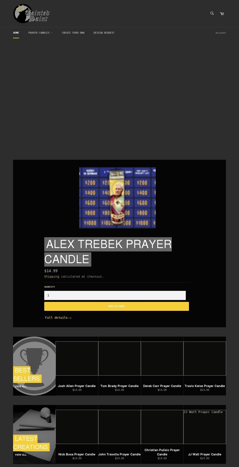 thetaintedsaint.com shopify website screenshot