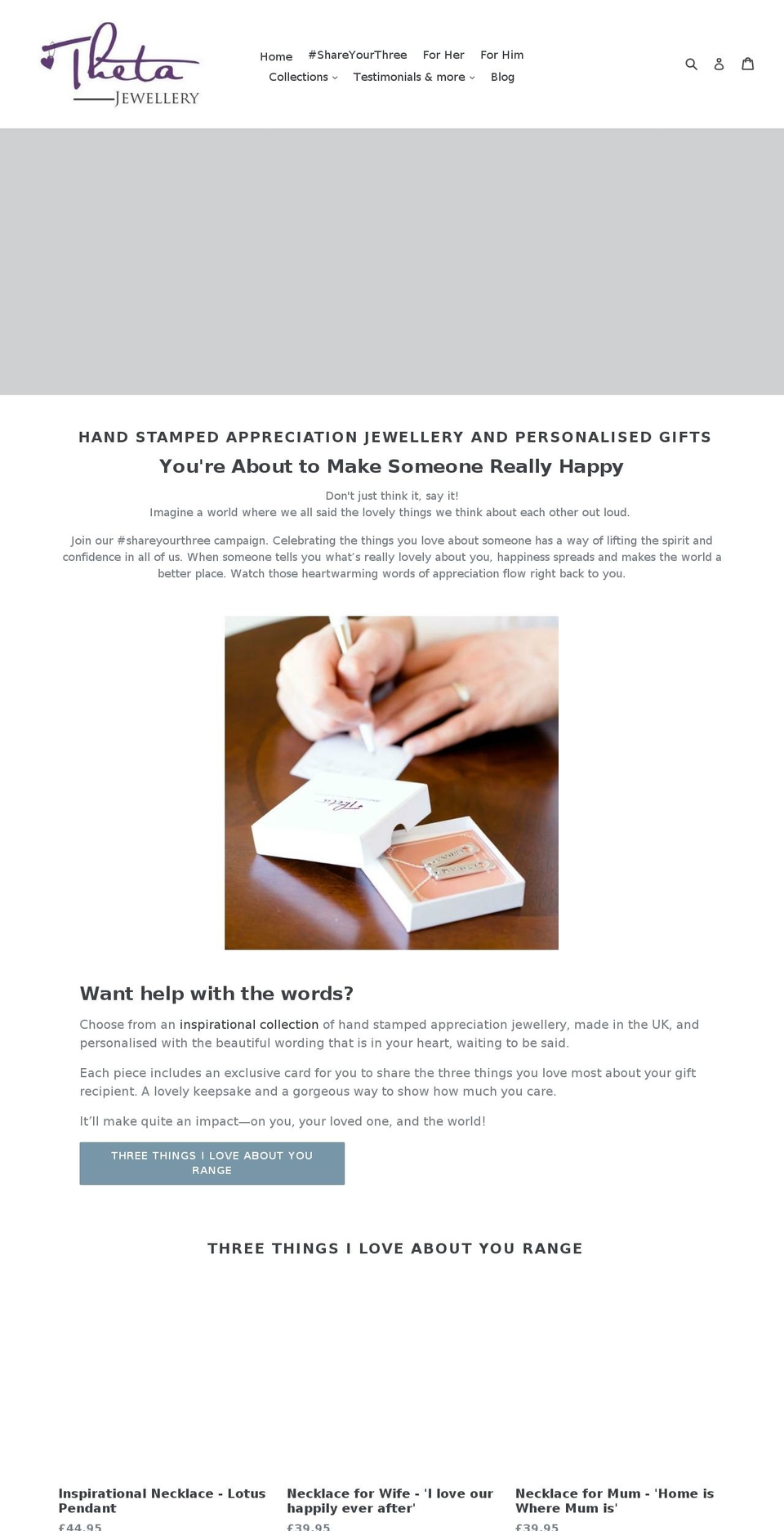 thetajewellery.com — Shopify storefront screenshot