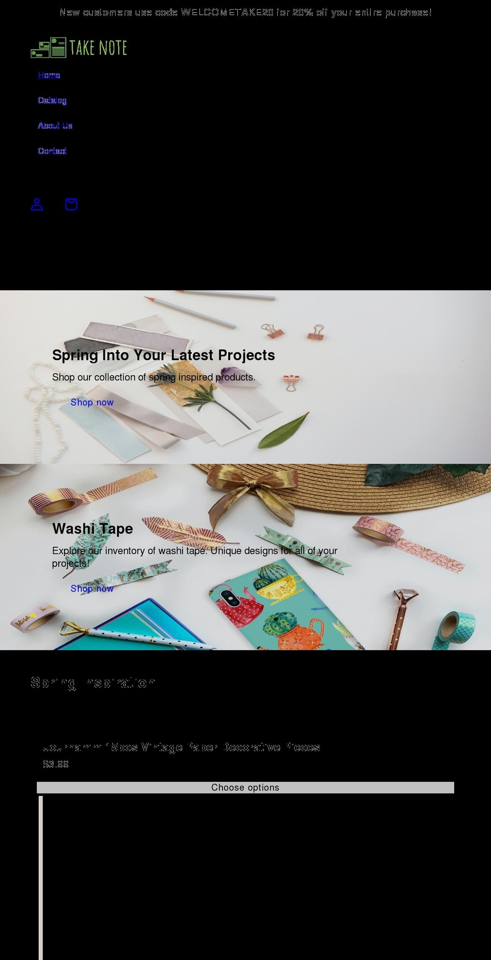 thetakenote.com shopify website screenshot