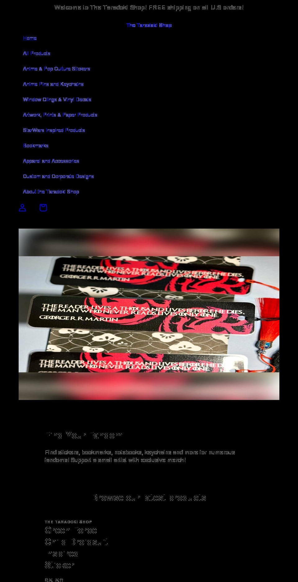 thetaradokishop.com shopify website screenshot