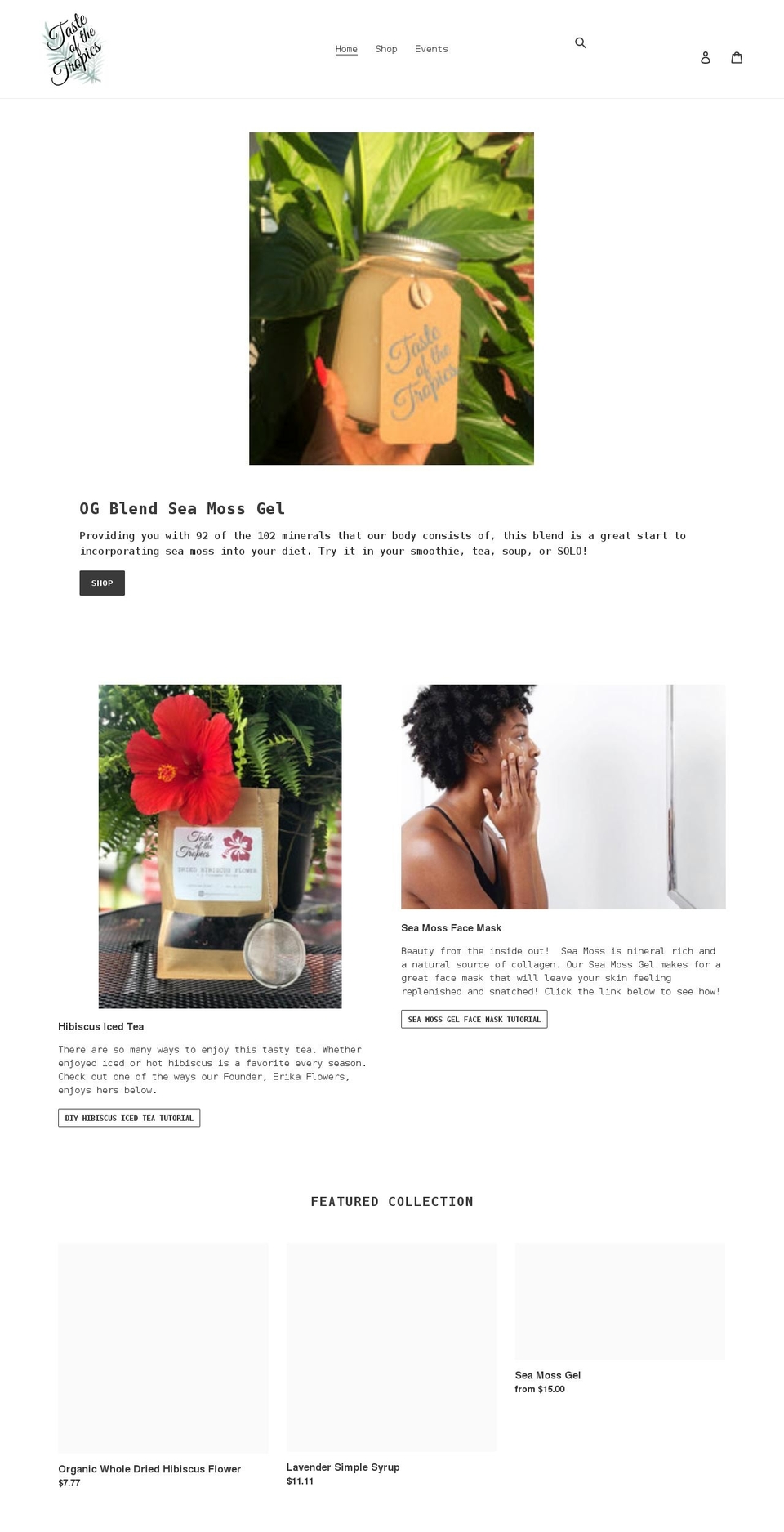 thetasteofthetropics.com shopify website screenshot