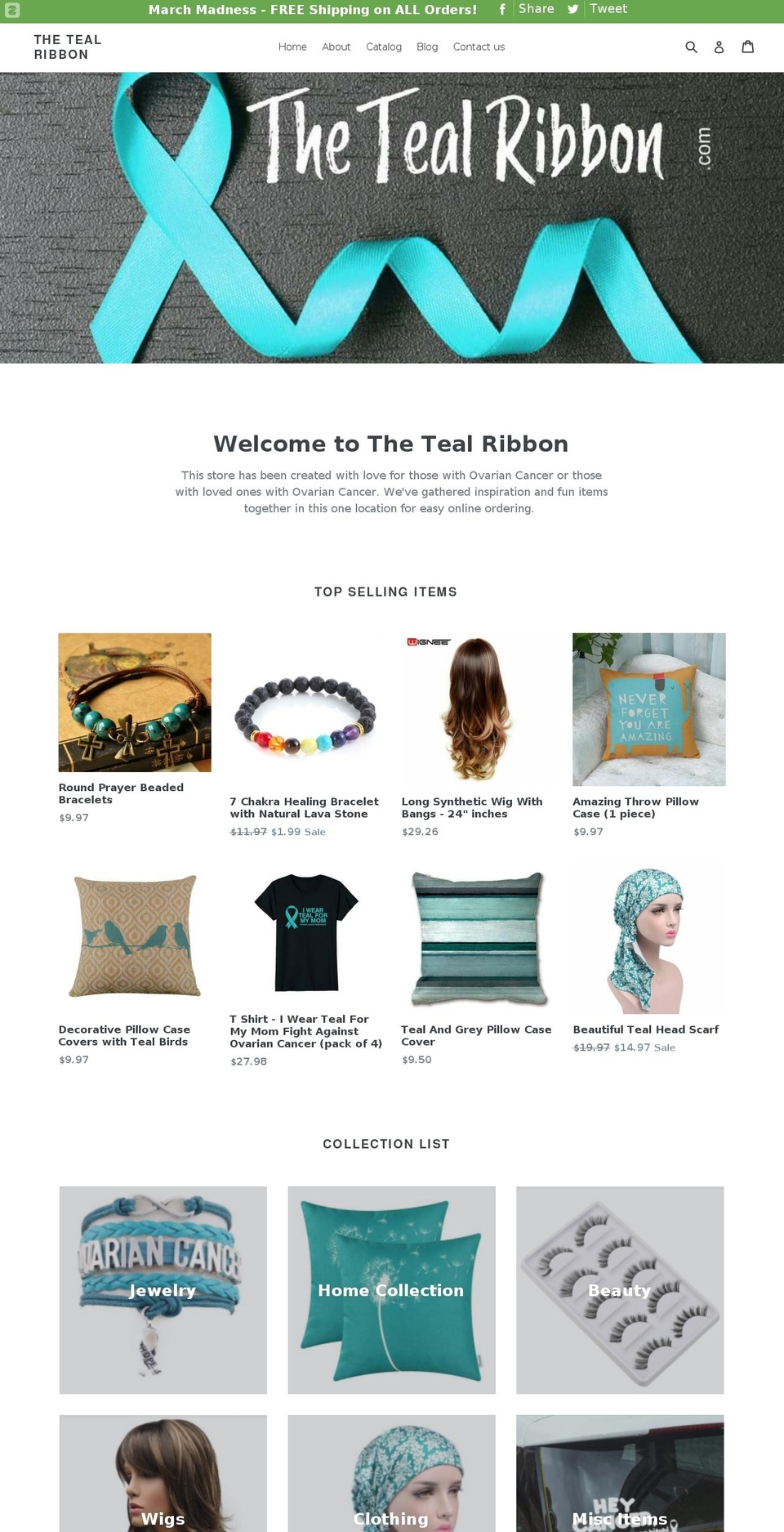 thetealribbon.com — Shopify storefront screenshot