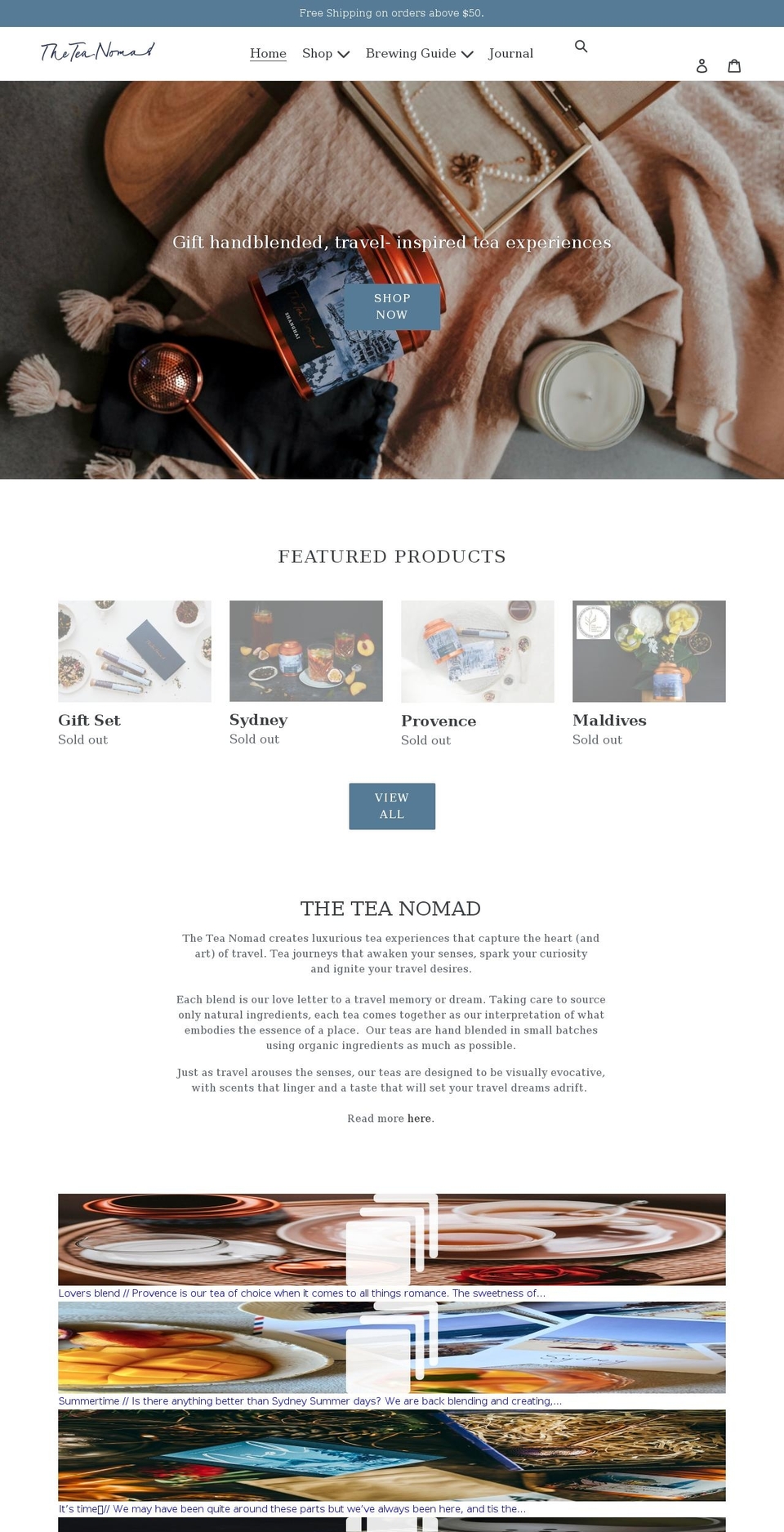 theteanomad.com shopify website screenshot