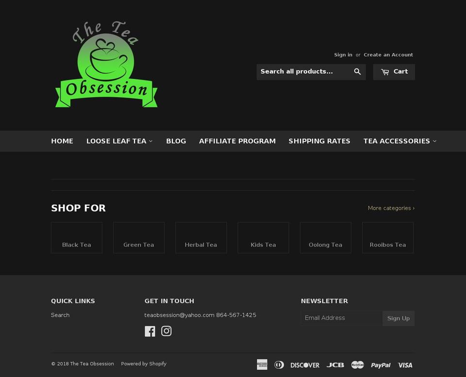 theteaobsession.com shopify website screenshot