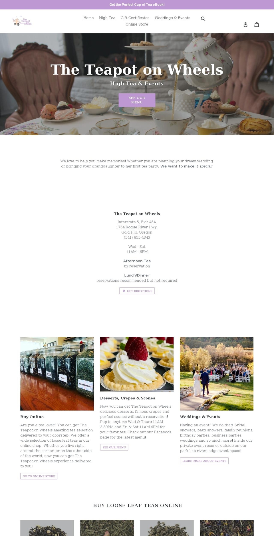 theteapotonwheels.com shopify website screenshot