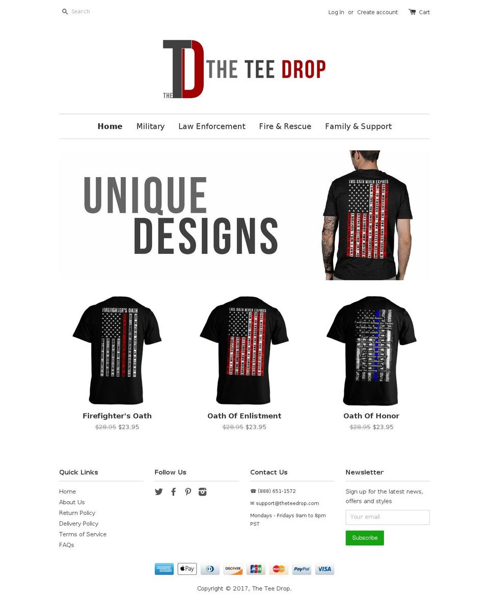 theteedrop.com shopify website screenshot