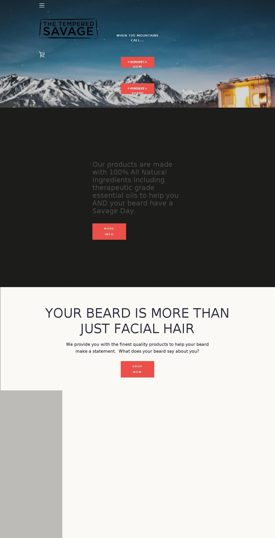 thetemperedsavage.com — Shopify storefront screenshot