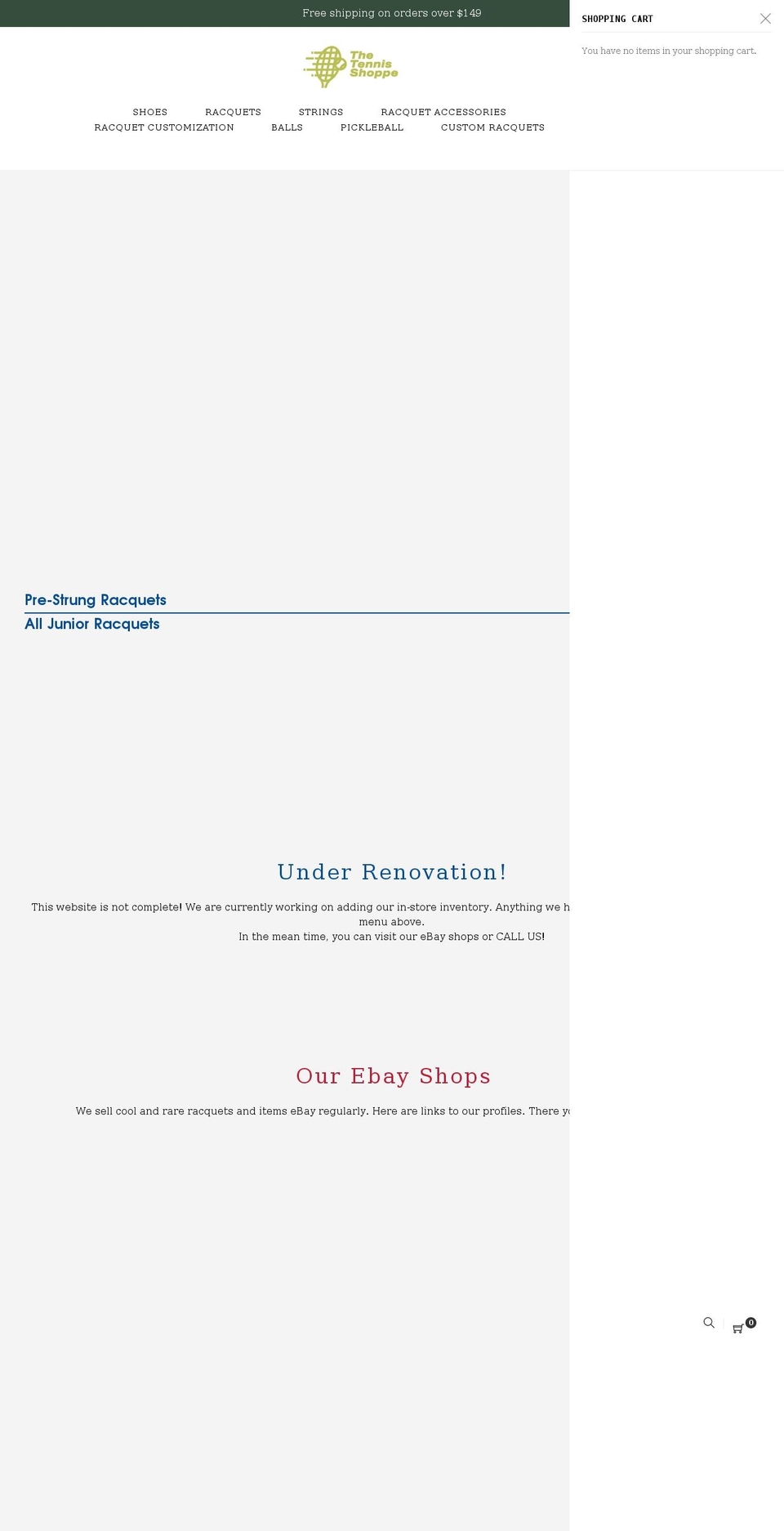 thetennisshoppe.net shopify website screenshot