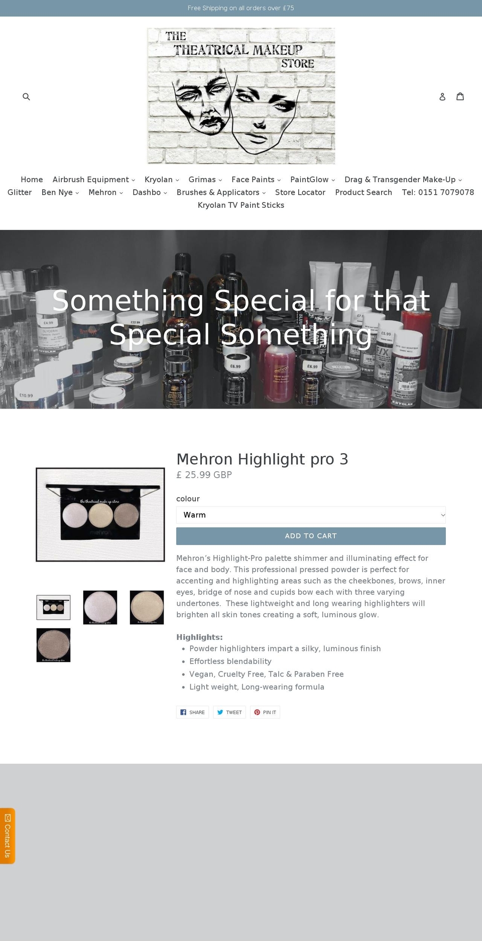 thetheatricalmakeupstore.com shopify website screenshot