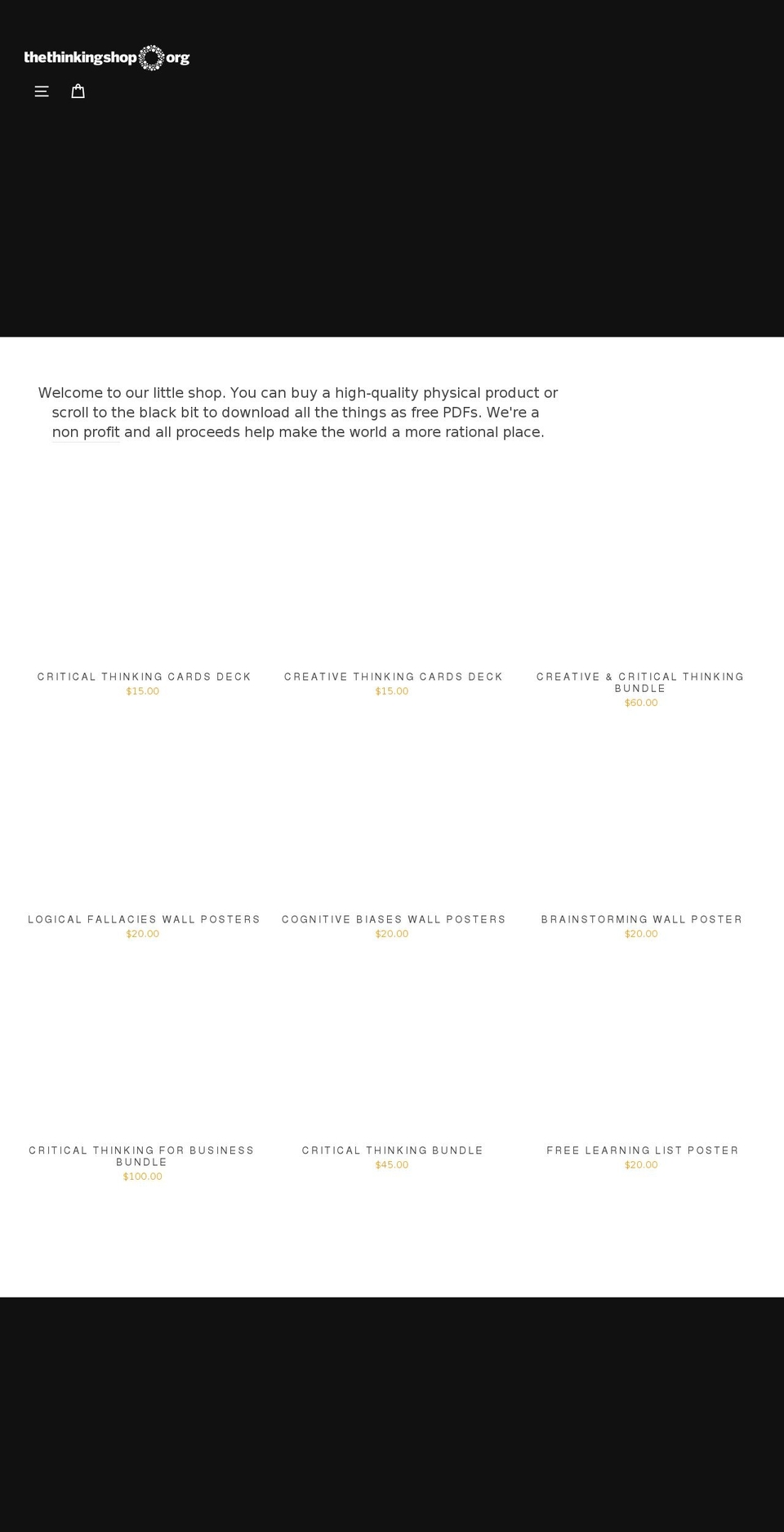 thethinkingshop.org shopify website screenshot