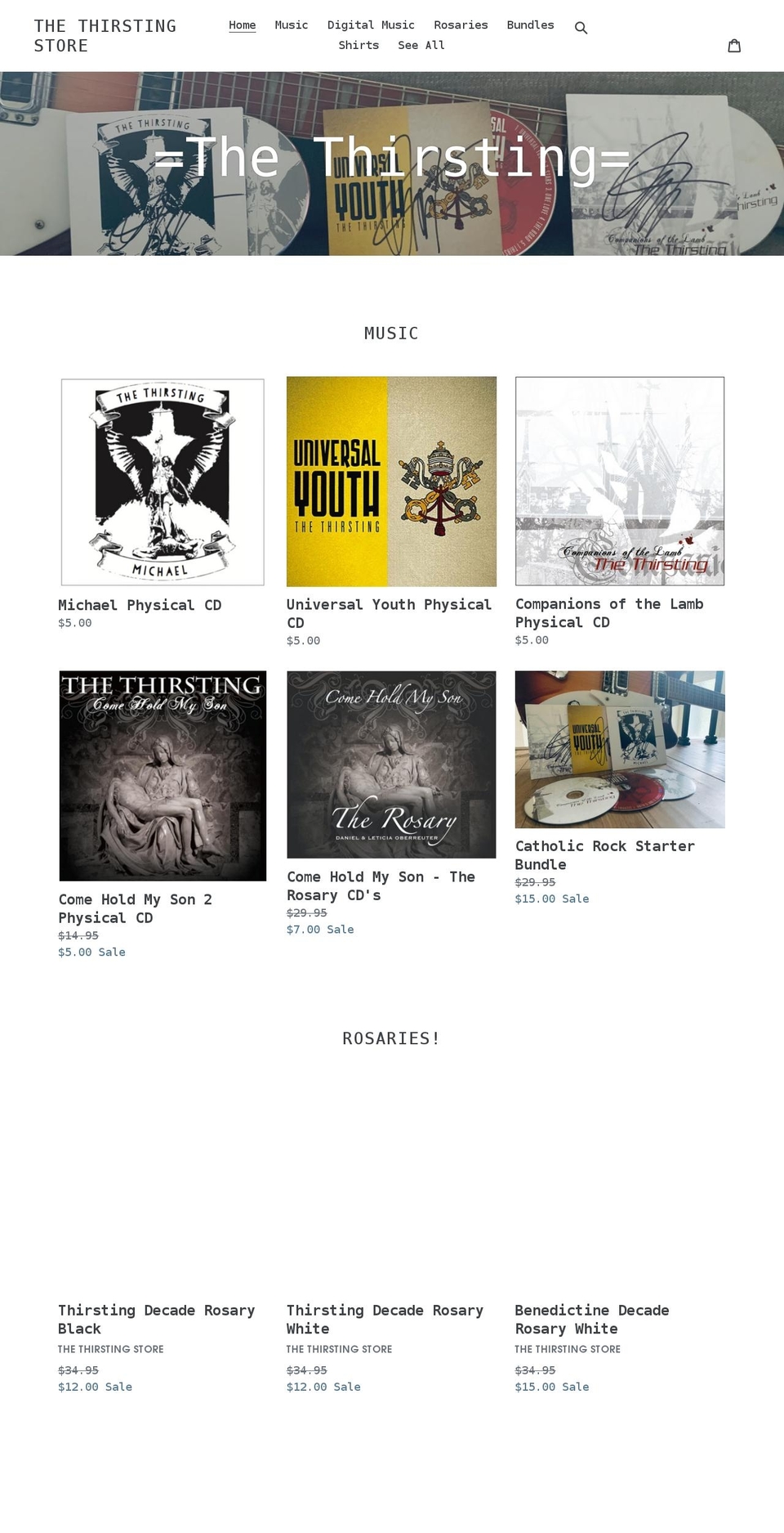 thethirstingstore.myshopify.com shopify website screenshot