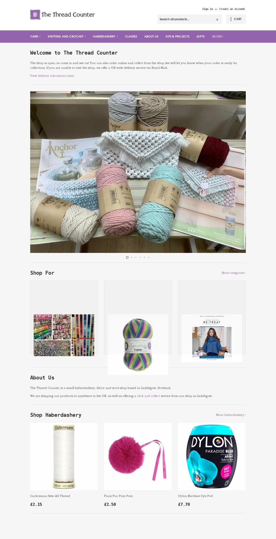 thethreadcounter.co.uk shopify website screenshot