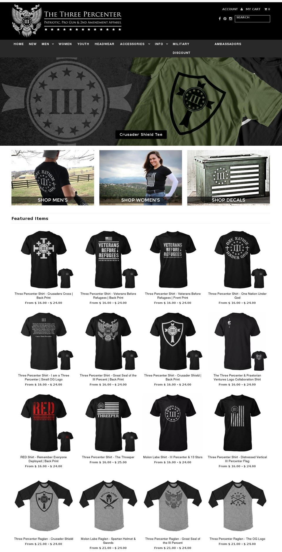 thethreepercenter.com shopify website screenshot