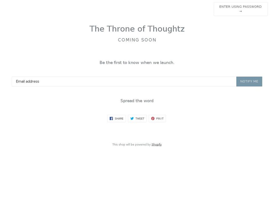 thethroneofthoughtz.com — Shopify storefront screenshot