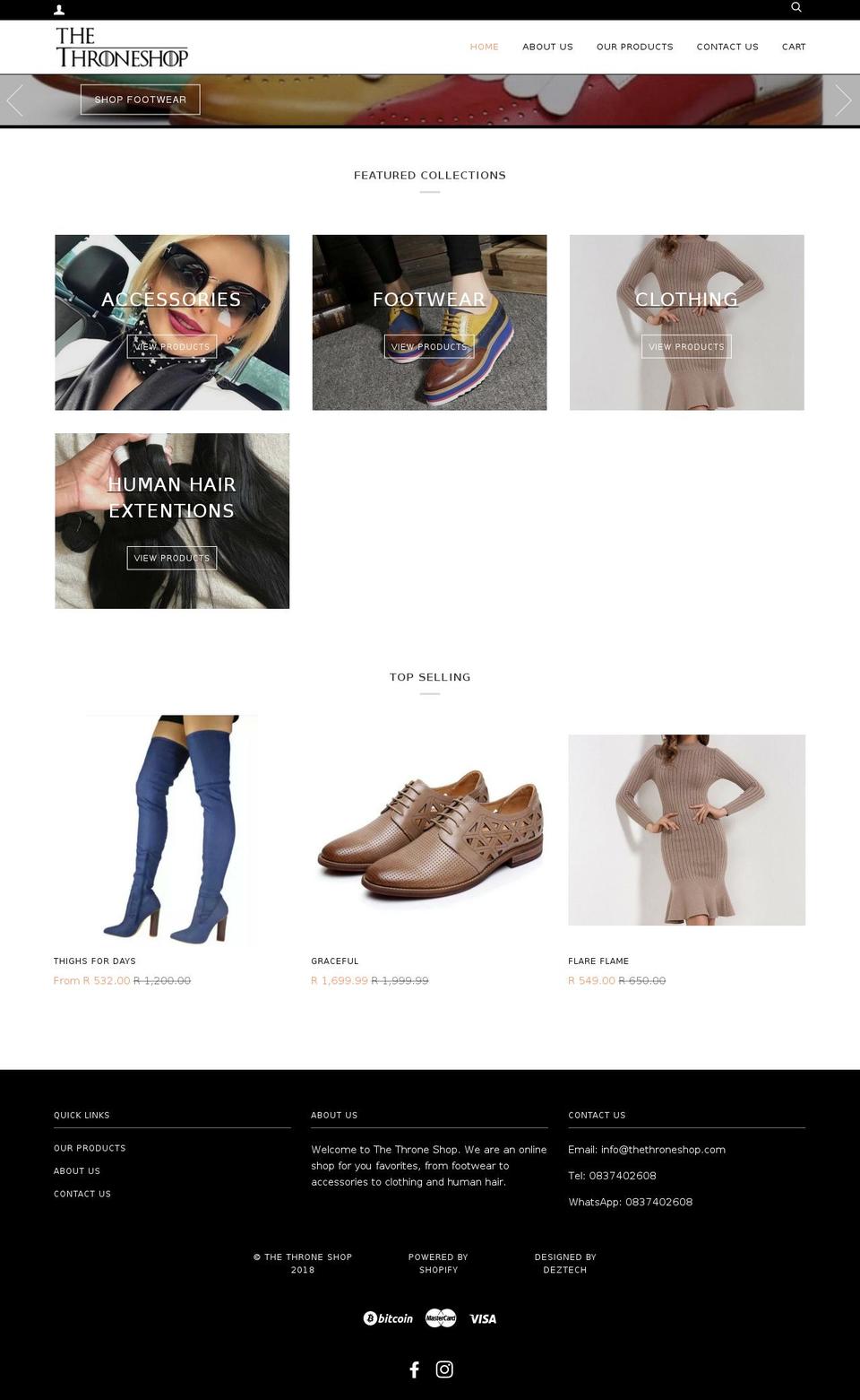 thethroneshop.com shopify website screenshot