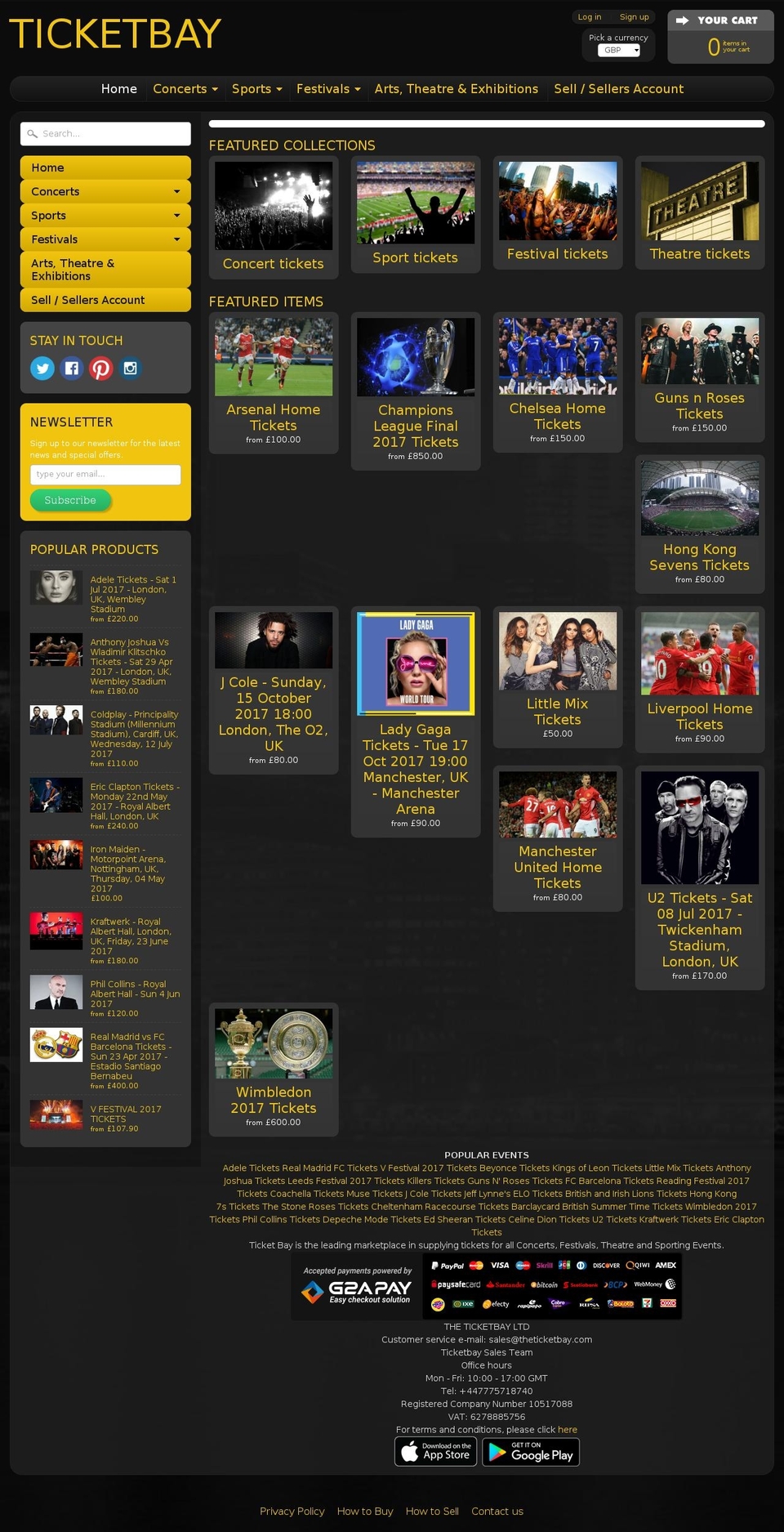 theticketbay.com shopify website screenshot