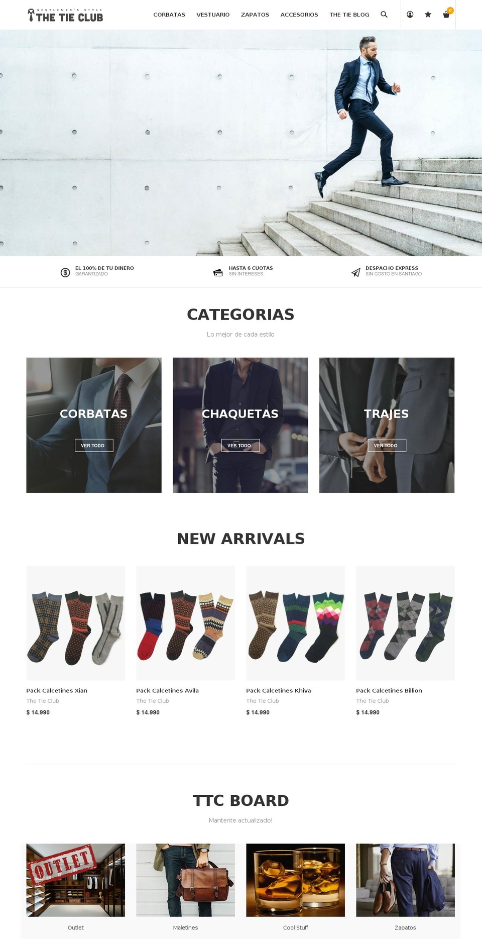 Split Shopify theme site example thetieclub.cl